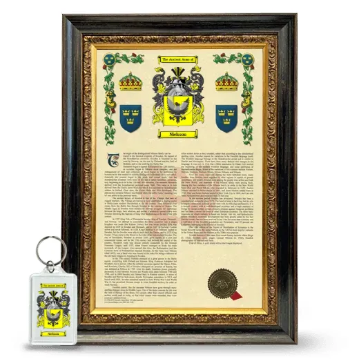 Nielsson Framed Armorial History and Keychain - Heirloom