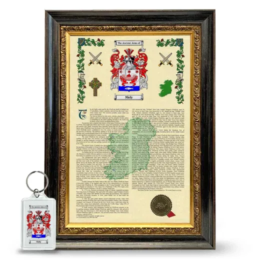 Niely Framed Armorial History and Keychain - Heirloom