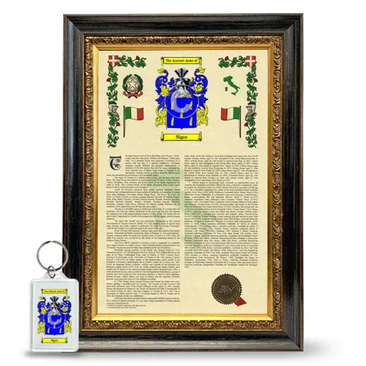 Nigro Framed Armorial History and Keychain - Heirloom