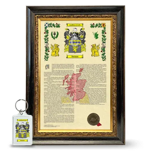 Norman Framed Armorial History and Keychain - Heirloom