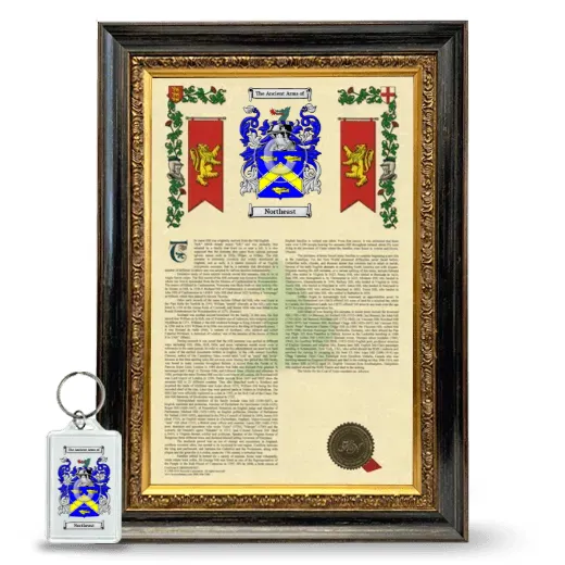 Northeast Framed Armorial History and Keychain - Heirloom