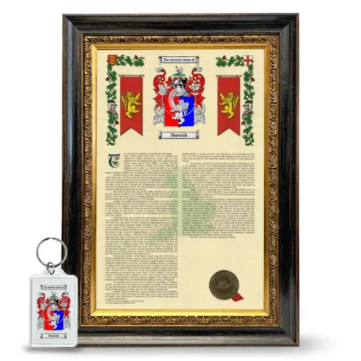 Norwick Framed Armorial History and Keychain - Heirloom