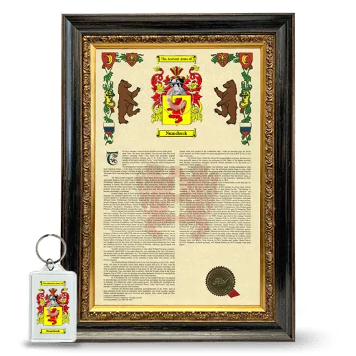 Numchuck Framed Armorial History and Keychain - Heirloom