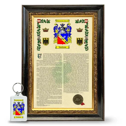 Nussbaum Framed Armorial History and Keychain - Heirloom