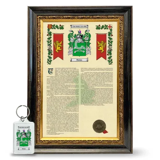 Nutan Framed Armorial History and Keychain - Heirloom