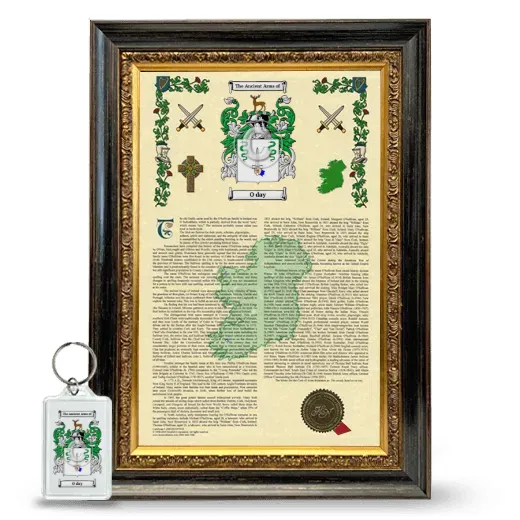O day Framed Armorial History and Keychain - Heirloom