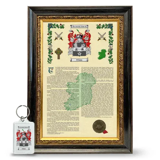 O loan Framed Armorial History and Keychain - Heirloom
