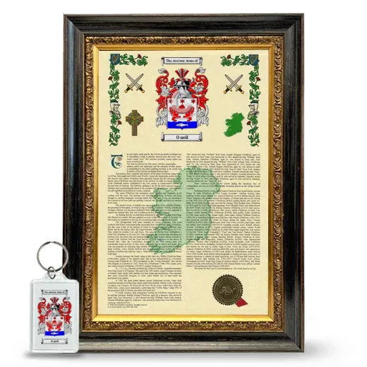 O neil Framed Armorial History and Keychain - Heirloom
