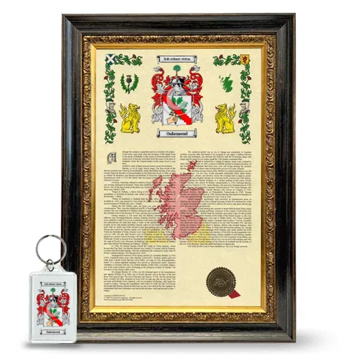 Oakemend Framed Armorial History and Keychain - Heirloom