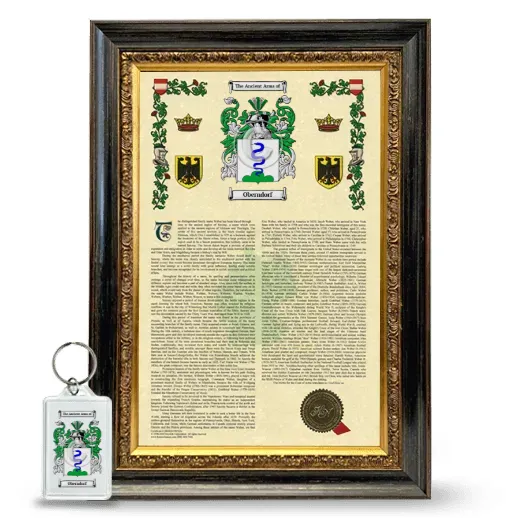 Oberndorf Framed Armorial History and Keychain - Heirloom