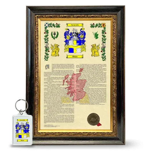 Oburn Framed Armorial History and Keychain - Heirloom