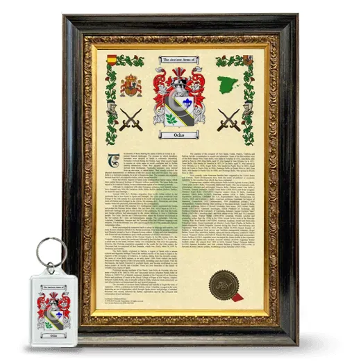 Ocho Framed Armorial History and Keychain - Heirloom