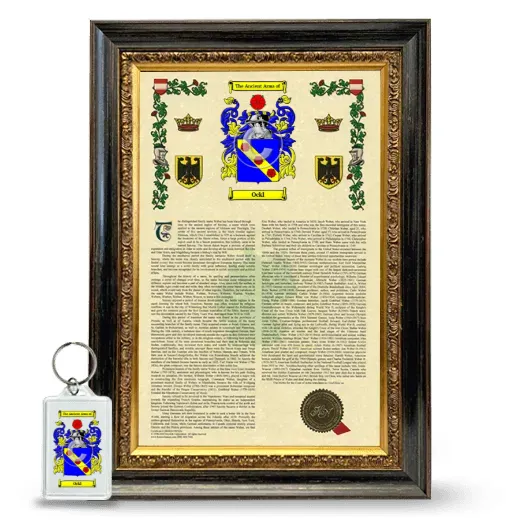 Ockl Framed Armorial History and Keychain - Heirloom