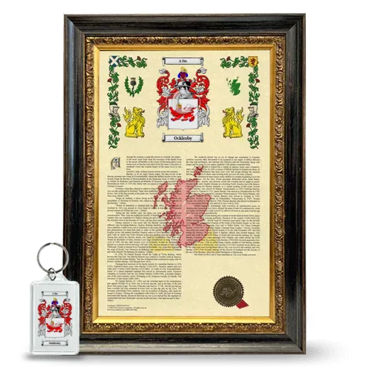 Ocklesby Framed Armorial History and Keychain - Heirloom