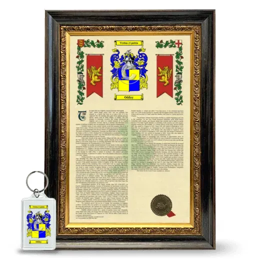 Odday Framed Armorial History and Keychain - Heirloom