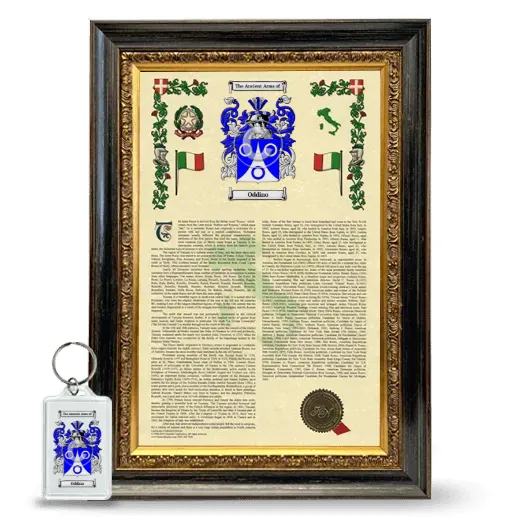 Oddino Framed Armorial History and Keychain - Heirloom