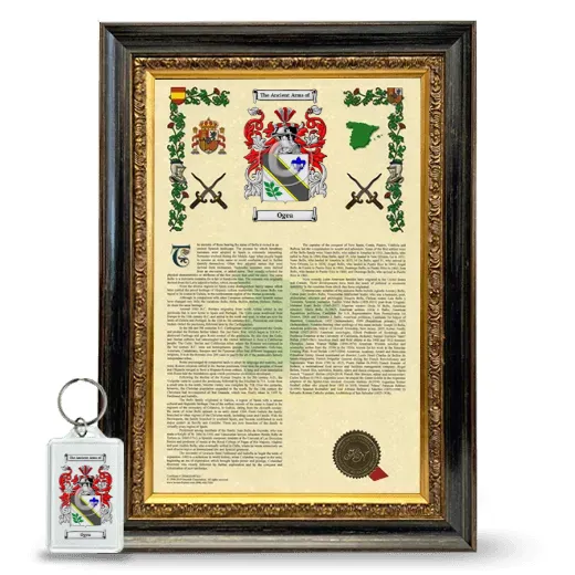 Ogea Framed Armorial History and Keychain - Heirloom