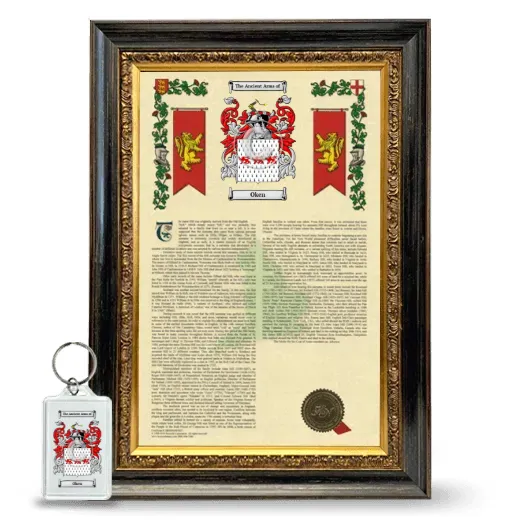 Oken Framed Armorial History and Keychain - Heirloom