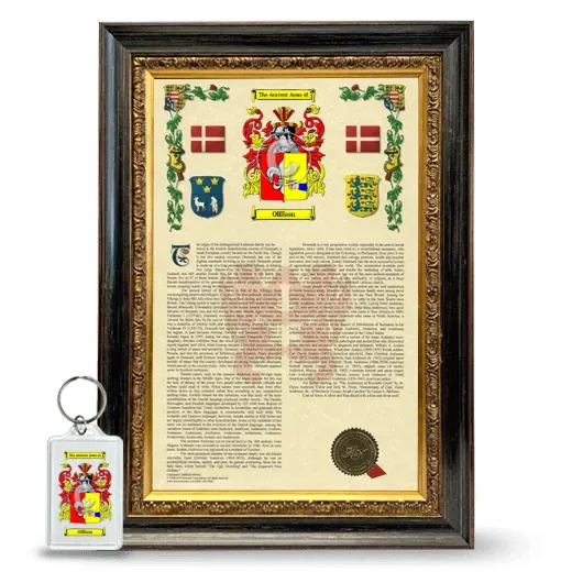 Olffson Framed Armorial History and Keychain - Heirloom