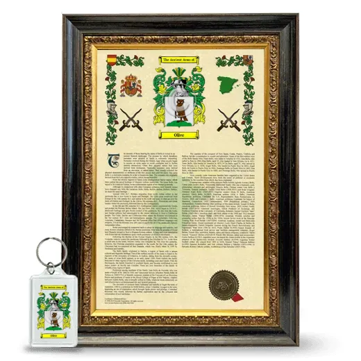 Olive Framed Armorial History and Keychain - Heirloom