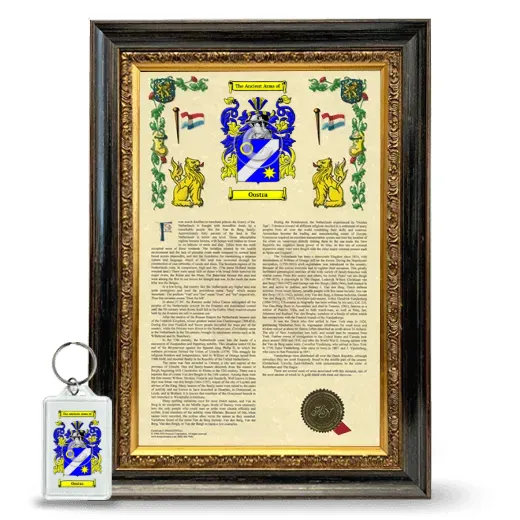 Oostra Framed Armorial History and Keychain - Heirloom