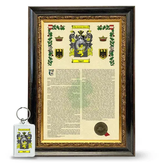 Oppel Framed Armorial History and Keychain - Heirloom