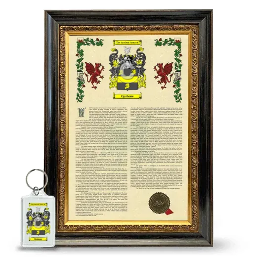Opshone Framed Armorial History and Keychain - Heirloom