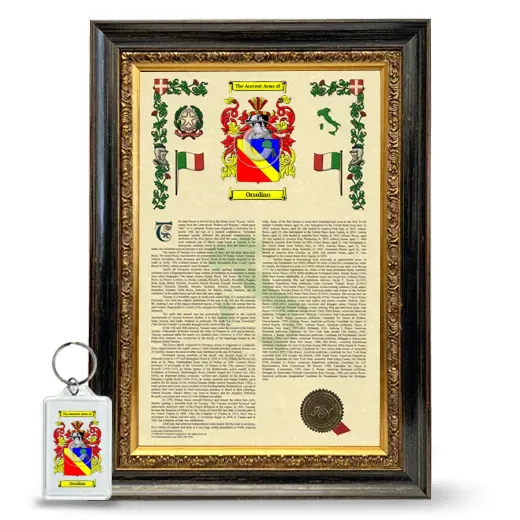 Orsolino Framed Armorial History and Keychain - Heirloom