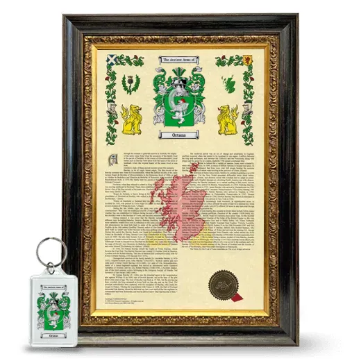 Ortans Framed Armorial History and Keychain - Heirloom