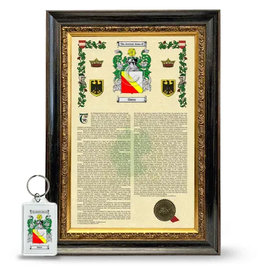 Oster Framed Armorial History and Keychain - Heirloom