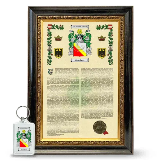 Osterhues Framed Armorial History and Keychain - Heirloom