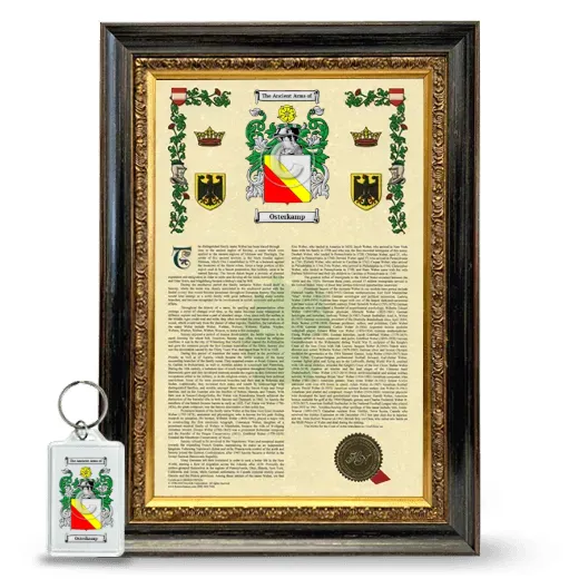 Osterkamp Framed Armorial History and Keychain - Heirloom