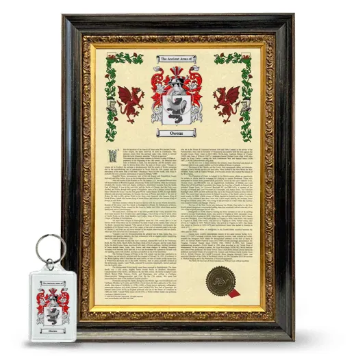 Owens Framed Armorial History and Keychain - Heirloom