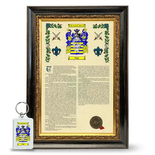 Pagé Framed Armorial History and Keychain - Heirloom
