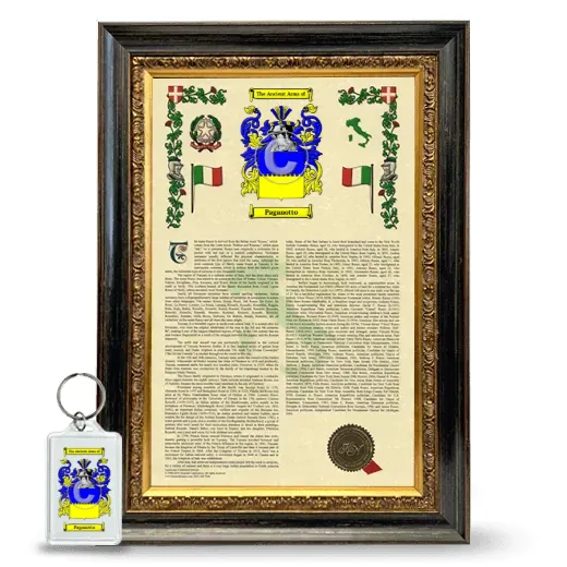 Paganotto Framed Armorial History and Keychain - Heirloom