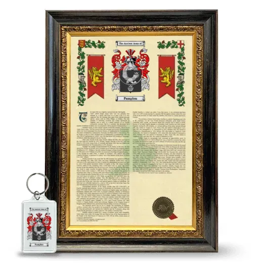 Pamplon Framed Armorial History and Keychain - Heirloom