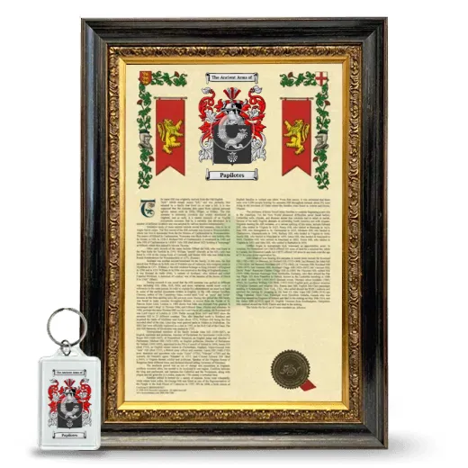 Papilotes Framed Armorial History and Keychain - Heirloom