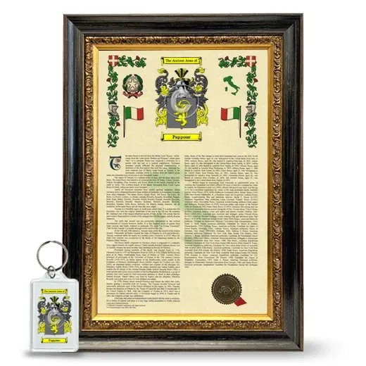 Pappone Framed Armorial History and Keychain - Heirloom