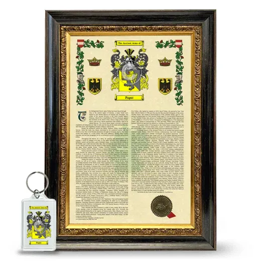 Papst Framed Armorial History and Keychain - Heirloom