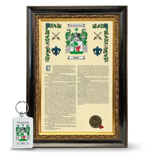 Paquit Framed Armorial History and Keychain - Heirloom