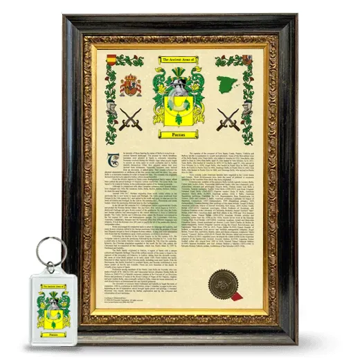 Parras Framed Armorial History and Keychain - Heirloom