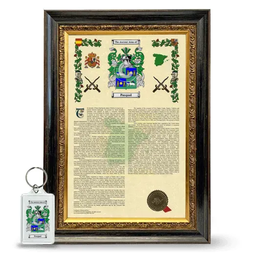 Pasqual Framed Armorial History and Keychain - Heirloom