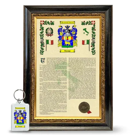 Passega Framed Armorial History and Keychain - Heirloom