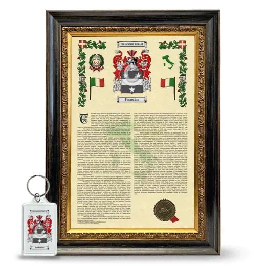 Pastorino Framed Armorial History and Keychain - Heirloom