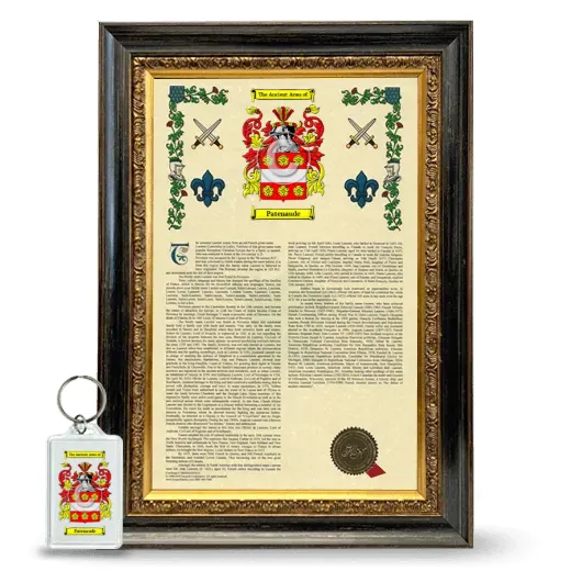 Patenaude Framed Armorial History and Keychain - Heirloom