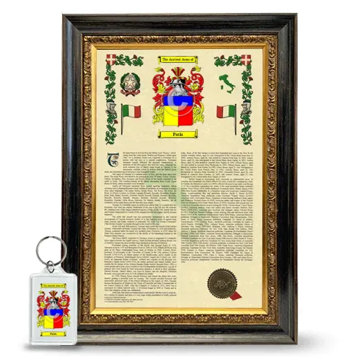 Patis Framed Armorial History and Keychain - Heirloom