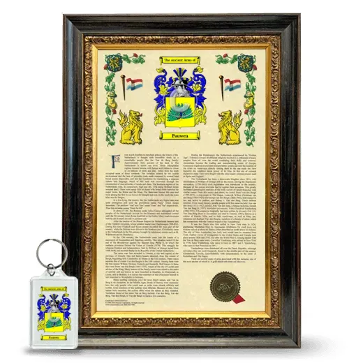 Pauwen Framed Armorial History and Keychain - Heirloom