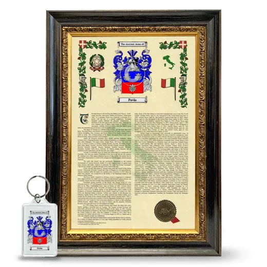 Pavia Framed Armorial History and Keychain - Heirloom