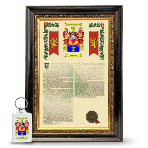 Paybody Framed Armorial History and Keychain - Heirloom