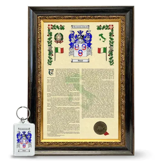 Pazzi Framed Armorial History and Keychain - Heirloom